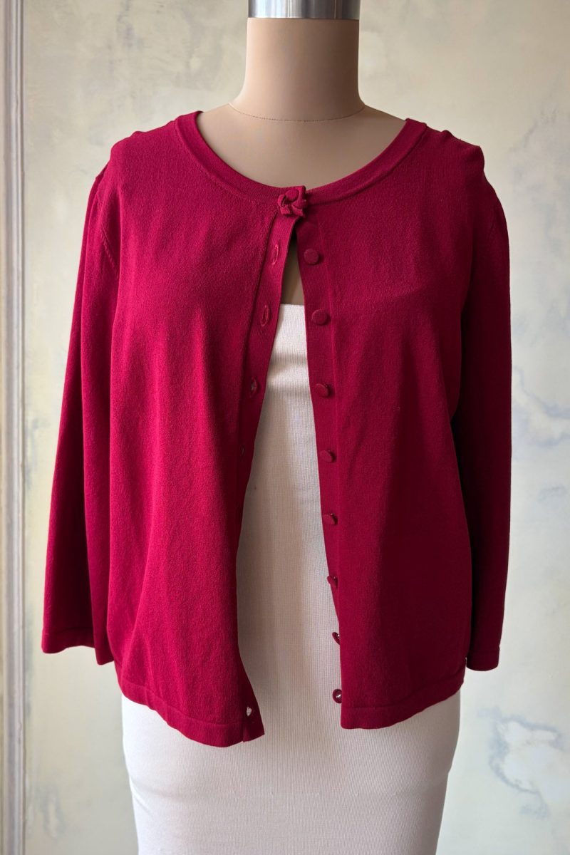 Cropped Cardigan in Ruby Sample