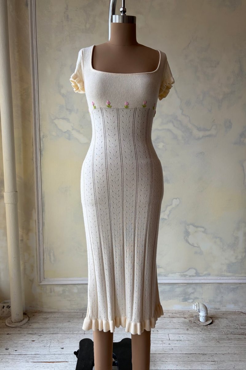 Tulip Knit Lady Dress in Butter with Lining? Sample