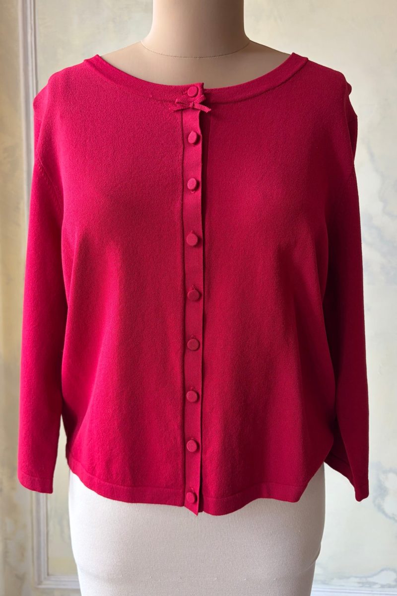 Cropped Cardigan in Cherry Sample
