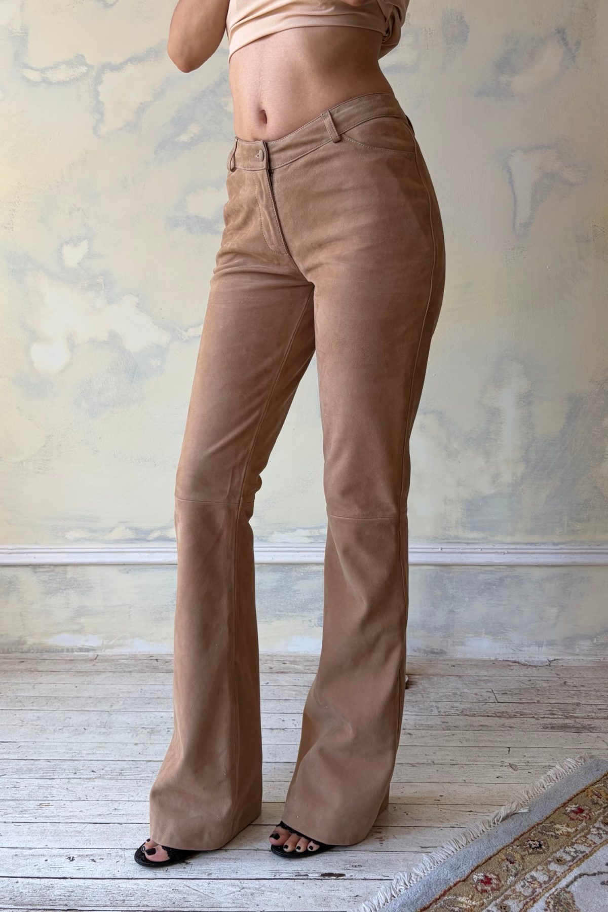 Mid Rise Cowboy Pant in Suede Unreleased Sample