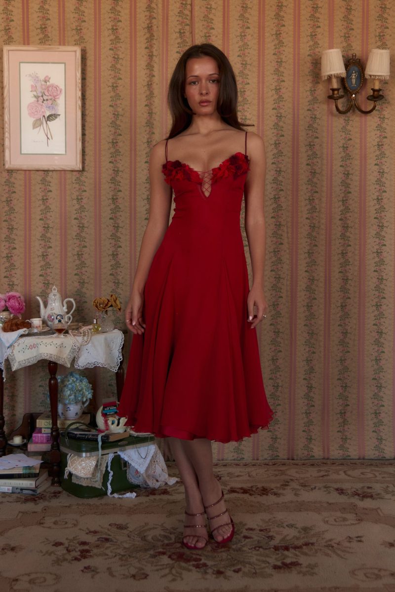 Valentina Dress in Scarlet