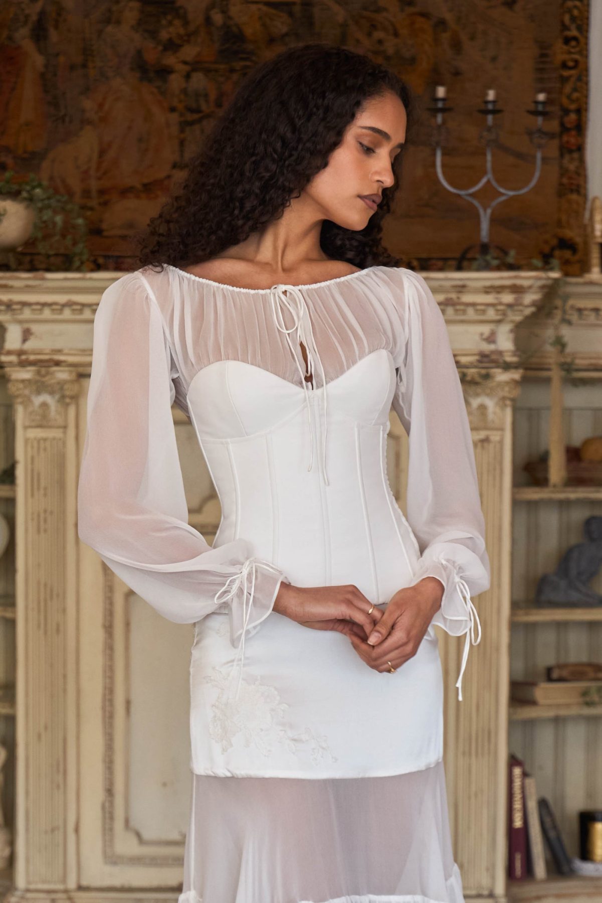 Vamp Bustier Top in Pearl