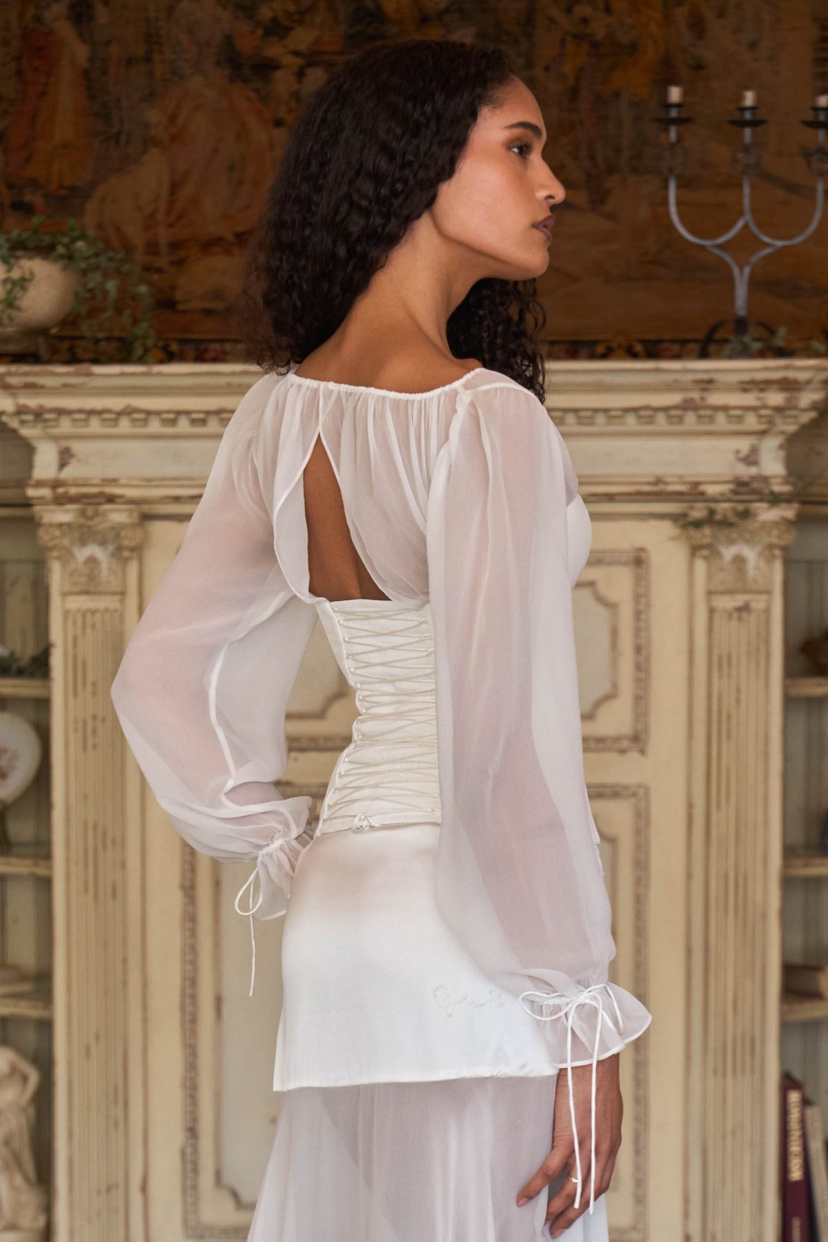 Vamp Bustier Top in Pearl