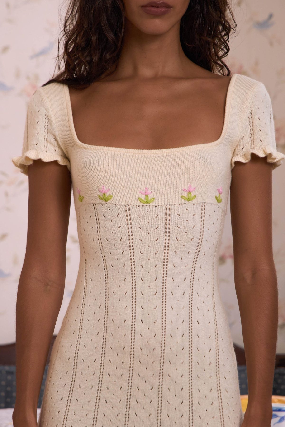 Tulip Knit Lady Dress in Butter